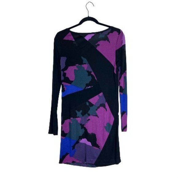 Tibi Sheath Mini Dress Black/Purple Boat Neck S - Picture 2 of 9
